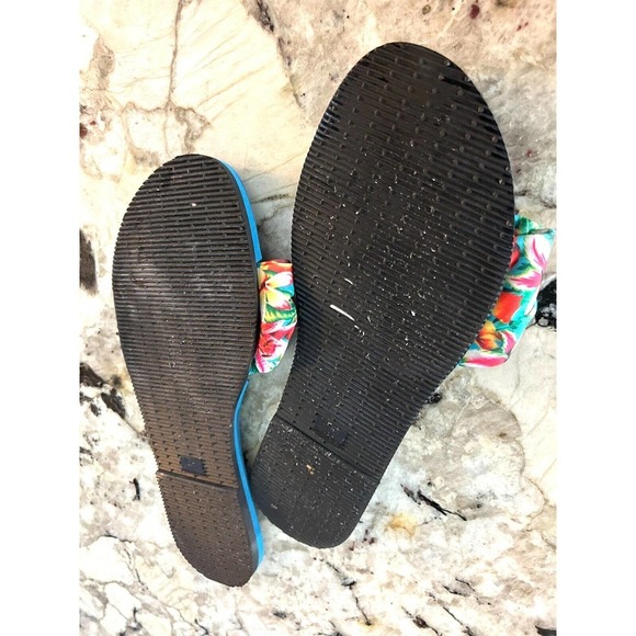 Havaianas Flip Flops Sandals Women's 9/10W EU 41 42 Blue Fabric Tropical - Picture 8 of 9